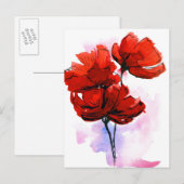 Abstracte geschilderde florale achtergrond 2 briefkaart (Voorkant / Achterkant)