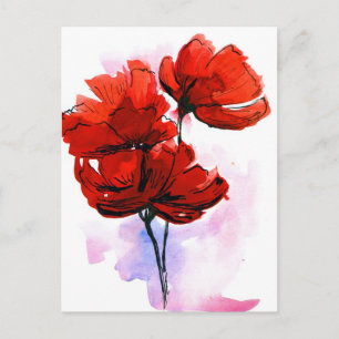 Abstracte geschilderde florale achtergrond 2 briefkaart
