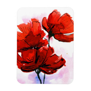 Abstracte geschilderde florale achtergrond 2 magneet