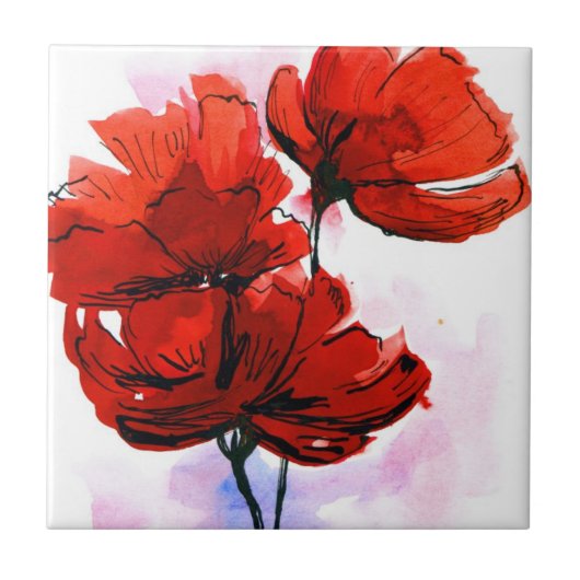 Abstracte geschilderde florale achtergrond 2 tegeltje (Voorkant)