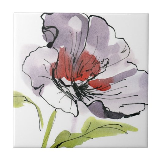 Abstracte geschilderde florale achtergrond 3 tegeltje (Voorkant)