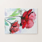 Abstracte geschilderde florale achtergrond legpuzzel (Horizontaal)