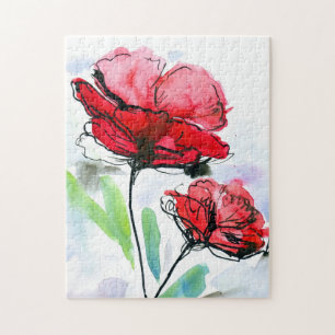 Abstracte geschilderde florale achtergrond legpuzzel