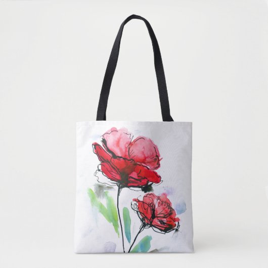 Abstracte geschilderde florale achtergrond tote bag (Voorkant)