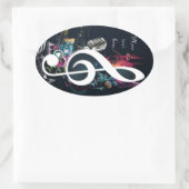 Abstracte gespleten notitie en microfoon ovale sticker (Tas)