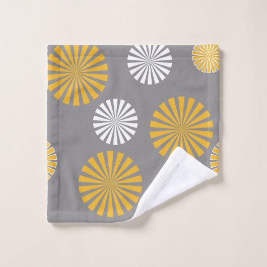 Abstracte, gestileerde andelionen, grijs, geel, wi bad handdoek (Wasdoekje)