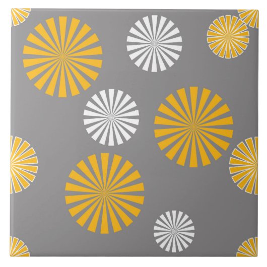Abstracte, gestileerde andelionen, grijs, geel, wi tegeltje (Voorkant)