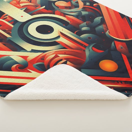 Abstracte gestileerde vormen sherpa deken (3/4)