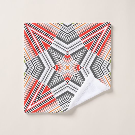 Abstracte gestreepte folkethno triba met sierbekle bad handdoek (Wasdoekje)