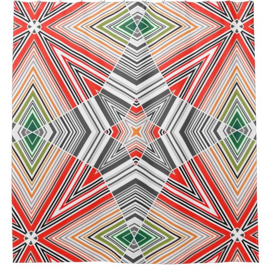 Abstracte gestreepte folkethno triba met sierbekle douchegordijn (Voorkant)