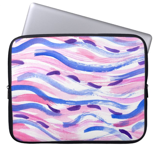 Abstracte gestreepte waterverf achtergrond. Pensee Laptop Sleeve (Voorkant)
