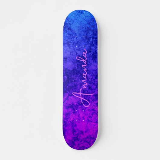 Abstracte, getextureerde marmervis, donkerpruimen persoonlijk skateboard (Voorkant)