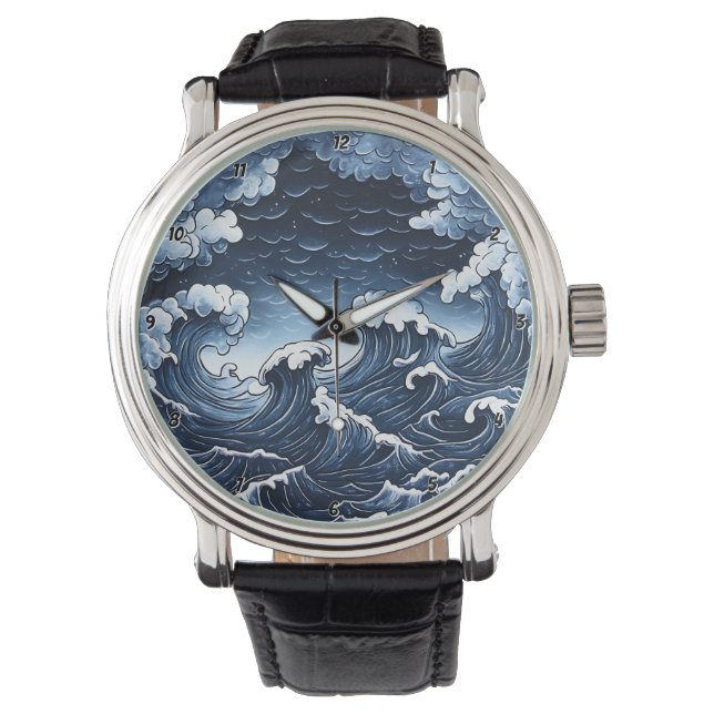 Abstracte Getij" - Oceaangolf Horloge (Voorkant)