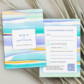 Abstracte getijdenlijnen blauw bruiloft antwoord Q