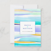 Abstracte getijdenlijnen blauw bruiloft antwoord Q (Voorkant)