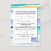 Abstracte getijdenlijnen blauw geel bruiloft QR-co Informatiekaartje (Achterkant)