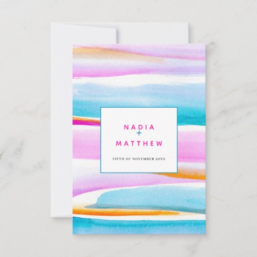 Abstracte getijdenlijnen bruiloft antwoord QR code (Voorkant)