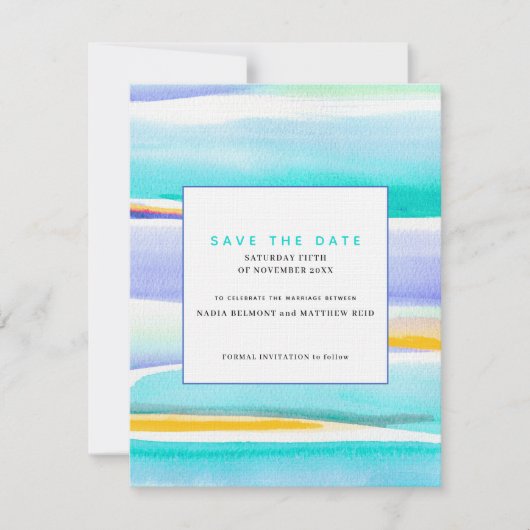 Abstracte getijdenwatergele bruiloft behalve de da kaart (Voorkant)