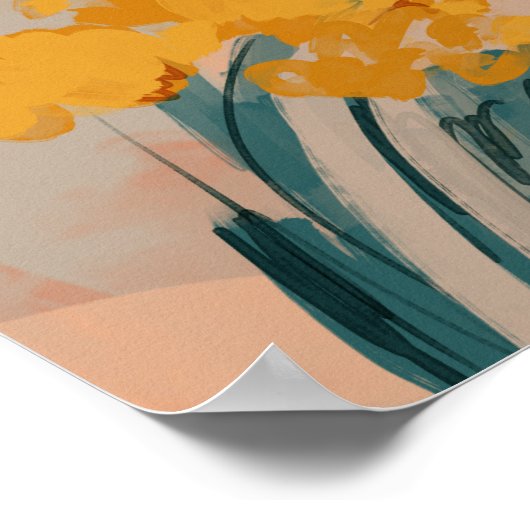 Abstracte geverfde bloemen poster (Hoek)