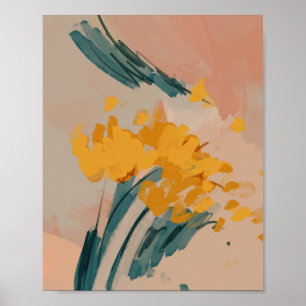 Abstracte geverfde bloemen poster