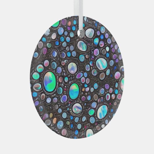 Abstracte geverfde optische stenen glas ornament (Voorkant Rechts)