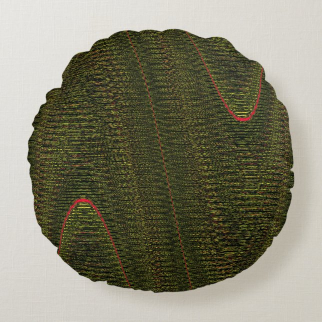 Abstracte geweven draden, Drk Green Round Pillow Rond Kussen (Voorkant)