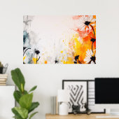 Abstracte geweven madeliefje bloemen schilderen poster (Thuiskantoor)