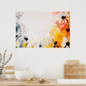 Abstracte geweven madeliefje bloemen schilderen poster (Keuken)