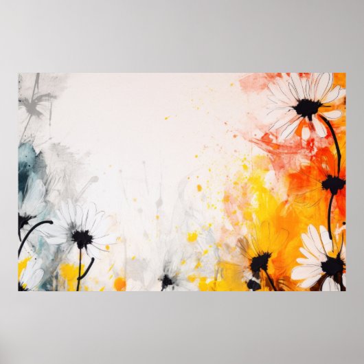 Abstracte geweven madeliefje bloemen schilderen poster (Voorkant)