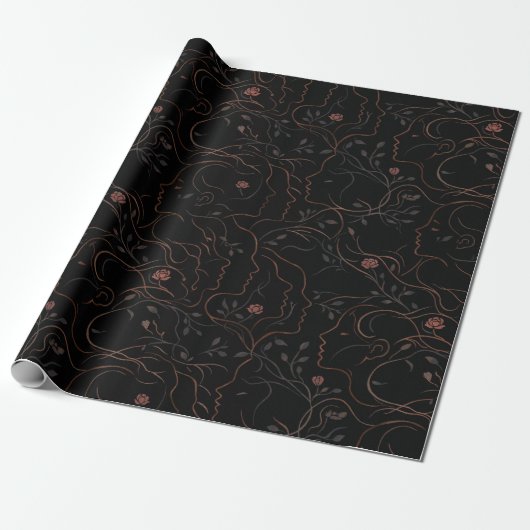 Abstracte Gezichten Botanisch Inpakpapier (Uitgerold)