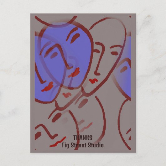 Abstracte Gezichten, Fig Street Studio Briefkaart (Voorkant)