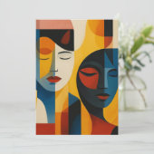 Abstracte Gezichten Kunstprint, Dubbel Portret, Ab Kaart (Staand voorkant)