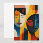 Abstracte Gezichten Kunstprint, Dubbel Portret, Ab Kaart (Voorkant / Achterkant)