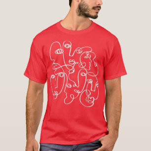 Abstracte gezichten Modern Minimalist Line Art Tre T-shirt