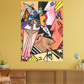Abstracte gezichten - Moods - Portret schilderen v Canvas Afdruk (Insitu (Woonkamer))