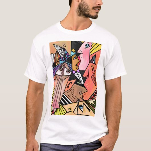 Abstracte gezichten - Moods - Portret schilderen v T-shirt (Voorkant)