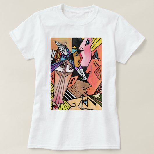 Abstracte gezichten - Moods - Portret schilderen v T-shirt (Design voorkant)