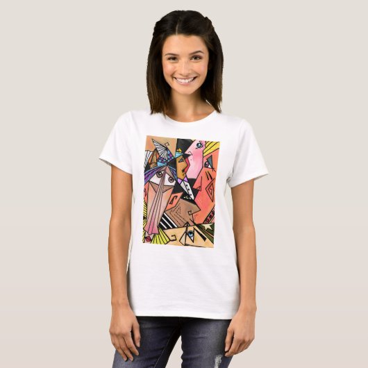 Abstracte gezichten - Moods - Portret schilderen v T-shirt (Voorkant volledig)