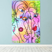 Abstracte Gezichten Stemming Canvas Print (Insitu (Houten vloer))
