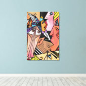 Abstracte Gezichten - Stemmingen - Cubisme Portret Canvas Afdruk (Insitu (Houten vloer))
