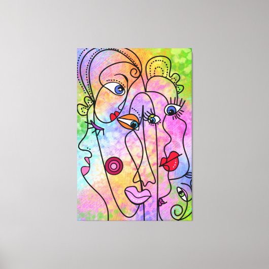 Abstracte gezichten stemmingsdoek Print Modern sch (Voorkant)