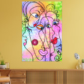 Abstracte gezichten stemmingsdoek Print Modern sch (Insitu (Woonkamer))