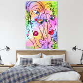 Abstracte gezichten stemmingsdoek Print Modern sch (Insitu (Slaapkamer))
