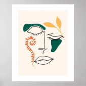 Abstracte Gezichtillustratie BOHO Chic Minimalisti Poster (Voorkant)