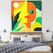 Abstracte Gezichtskleur Block Art Canvas Afdruk (Insitu (Slaapkamer))