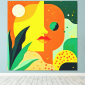 Abstracte Gezichtskleur Block Art Canvas Afdruk (Insitu (Houten vloer))
