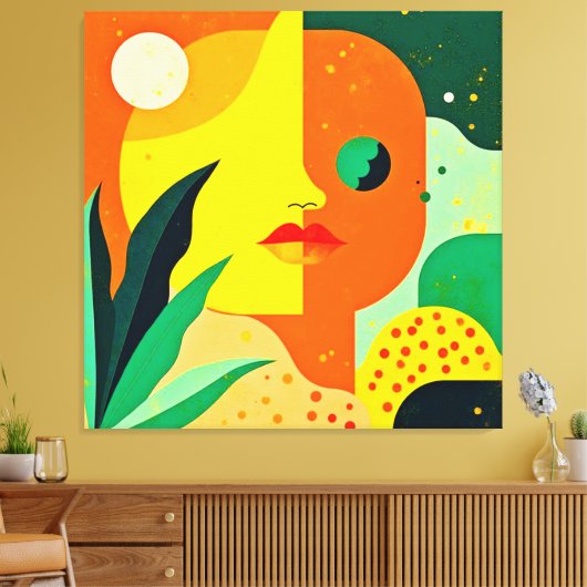 Abstracte Gezichtskleur Block Art Canvas Afdruk (Insitu (Woonkamer))