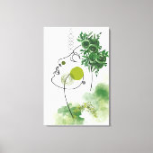 Abstracte gezichtskunst met groene bloemenkroon canvas afdruk (Voorkant)