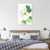 Abstracte gezichtskunst met groene bloemenkroon canvas afdruk (Insitu (Slaapkamer))
