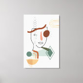 Abstracte Gezichtskunst met illustratie bloem op o Canvas Afdruk (Voorkant)